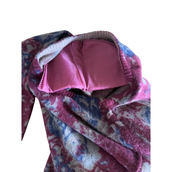 Woodward Women's Lambswool Sweater Vintage Shoulder Pads Maroon Floral Size M - Picture 6 of 7